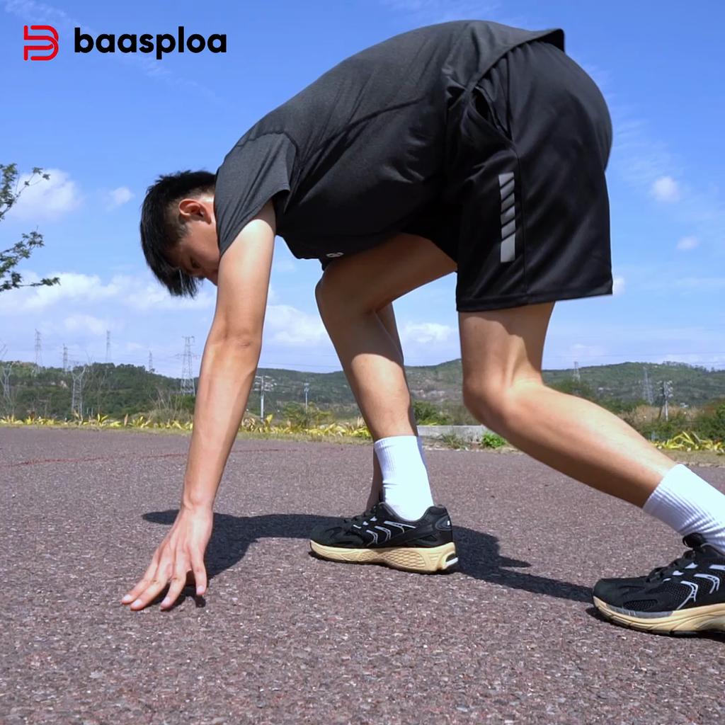 Bassploa Men Running Shoes Mesh Surface Breathable Non-Slip Lightweight Basketball Shoes for Men Outdoor Leisure Sports Men Shoes