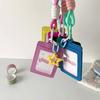 Cute PU Leather Card Sleeve Ins Candy Color Woven Rope Keychain Photo Card Holder Star Pendent Bus Card Storage Bag