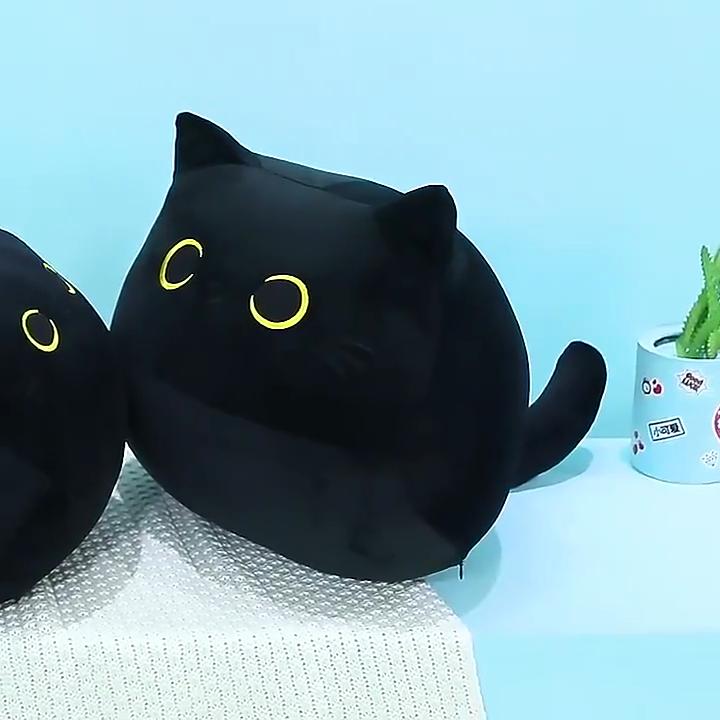 Очаровательная плюшевая игрушка в форме черной кошки, мягкая набивная кукла для уютного комфорта и игр