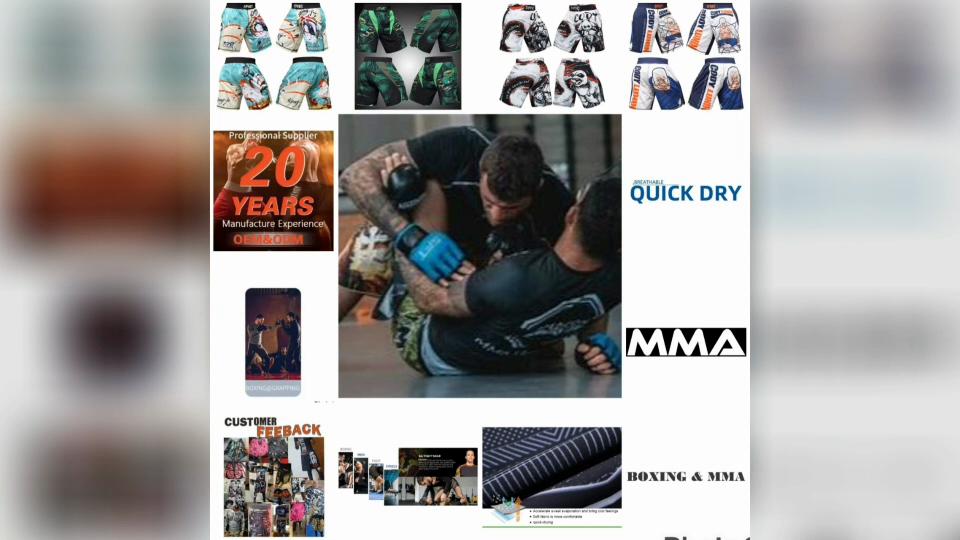ММА Муай Тай Кикбоксинг Боксерские Шорты Принт Бой UFC Унисекс Мужские Женские Боевое Искусство Фитнес Тренировки в Спортзале Спорт Тренировка