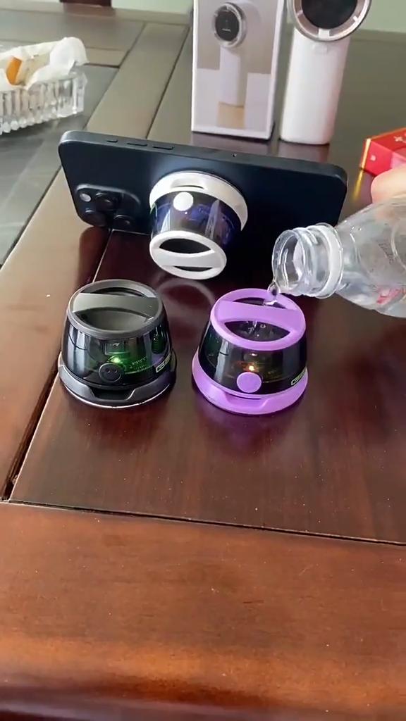 Outdoor Magnetic Bluetooth Speaker Wireless Portable Mini Travel Stereo Speaker with RGB Color Light and Phone Holder for Ios