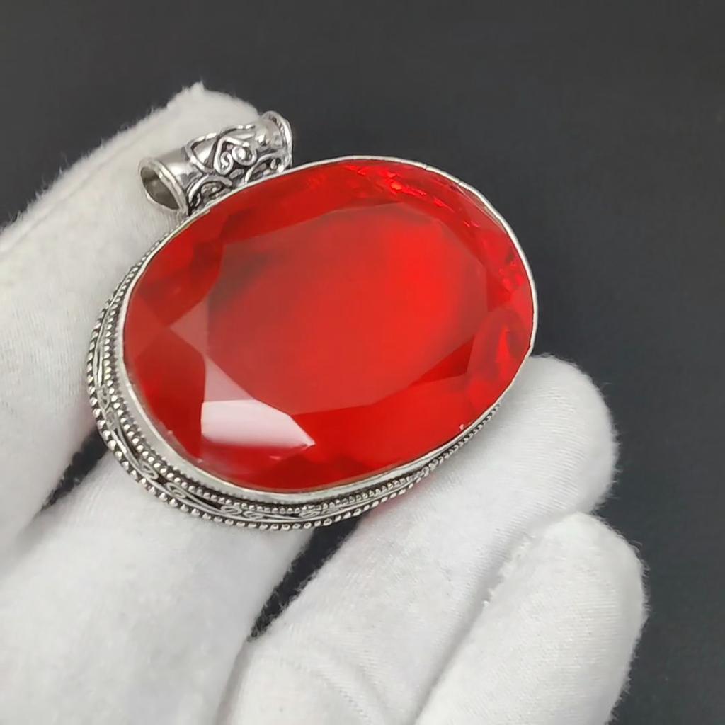 Серебряный кулон с красным гранатом и драгоценным камнем, серебро 925 пробы — дизайн ручной работы, повседневные украшения, уникальные кулоны, подарки на День отца
