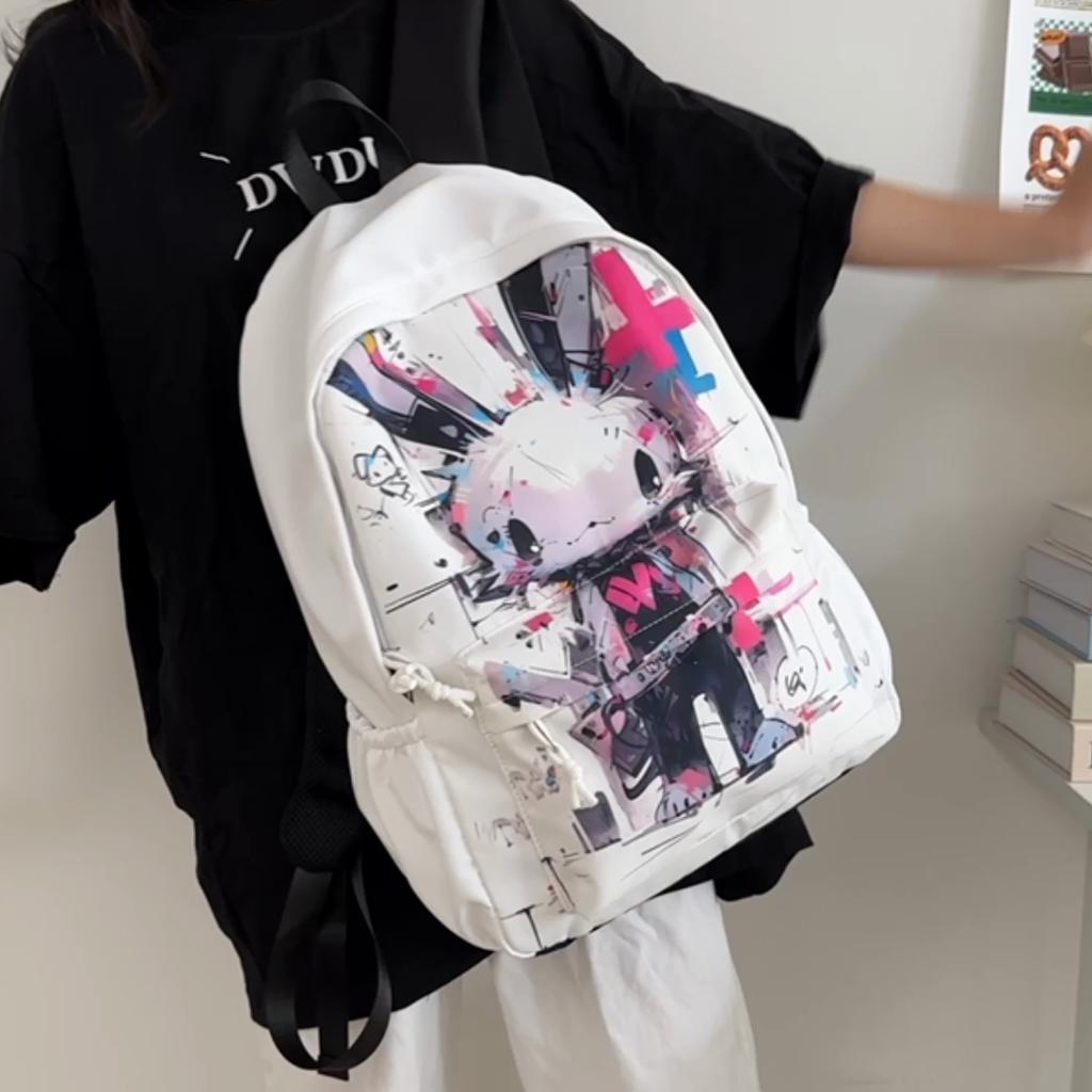 Graffiti Print Schoolbag Women's Lightweight Cute Backpack Junior High School Student Backpack