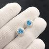 Swiss Blue Topaz Gemstone 925 Sterling Silver Zircon Studs Boho Earrings For Her CZE-8-1