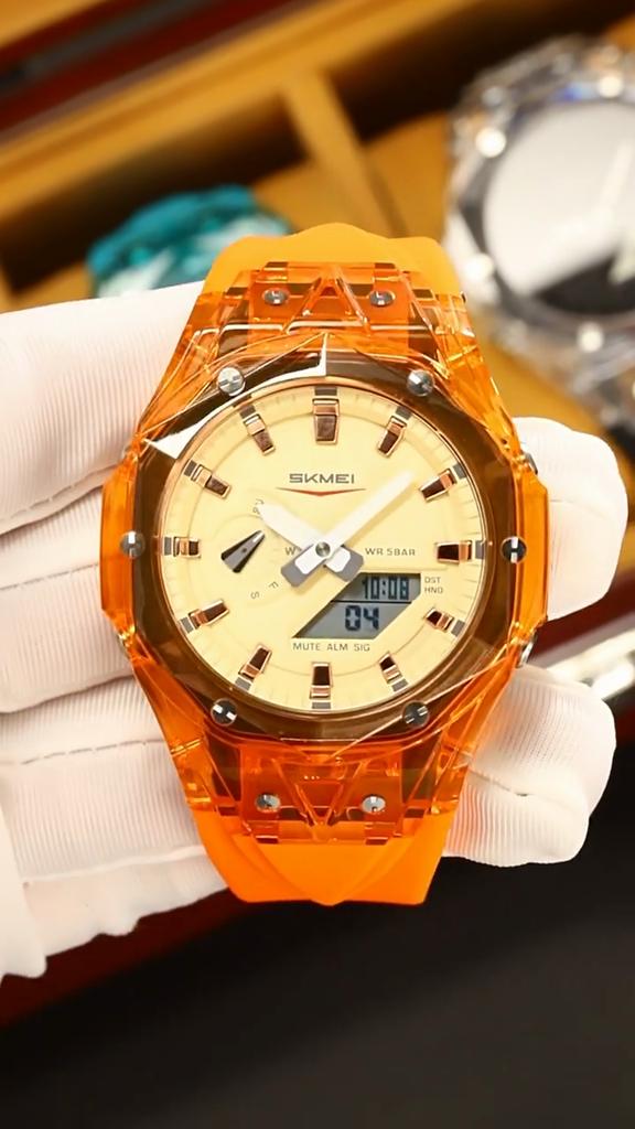 Men's Women Octagon Dial Digital Watch Waterproof Luminous Dial Sport Wristwatch with Alarm Outdoor Student Clock Jelly Color