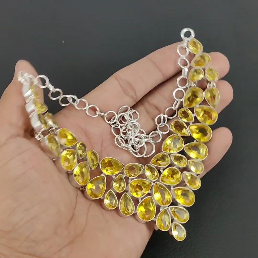 Удивительное ожерелье из серебра 925 пробы с цитрином, серебряное ожерелье с цитрином для жены, ожерелье унисекс, подарок на годовщину