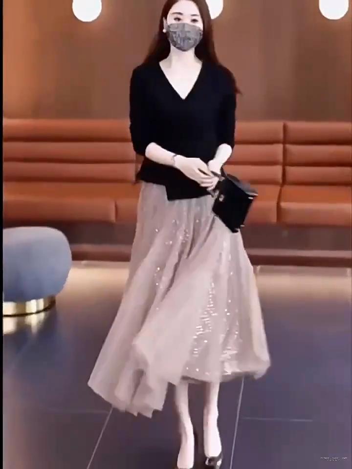 Женская юбка-пачка из сетчатой ткани Fairy Star с пайетками, блестящая длинная юбка-трапеция из тюля с эластичной резинкой на талии