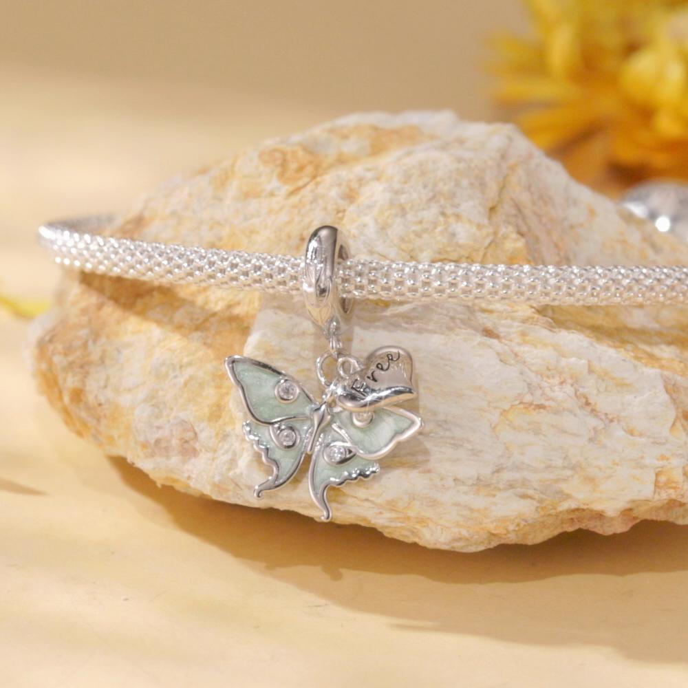 Bamoer Подвеска-подвеска в виде бабочки из стерлингового серебра 925 пробы для женщин, ювелирные украшения