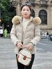 European and American Waist-hugging Cotton Jacket for Women, Short Winter Loose Thickened Large Fur Collar Coat