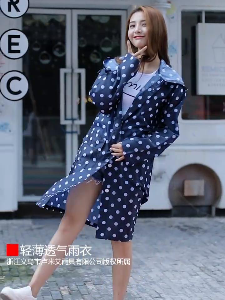 Fashion Men And Women Rainwear With Hood Dot Design 98cm Waterproof Outdoor Biker Hiking Raincoat Ladies Rain Suit