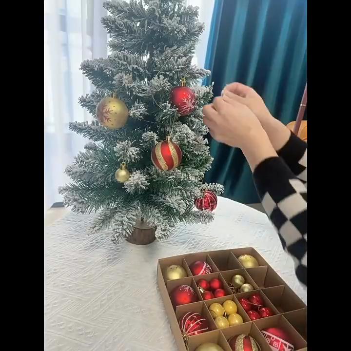 Xmas Tree Ornaments 42/44 Pcs Holiday Decor PVC Glossy Ball Set Christmas Decorations