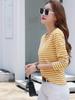 Striped V Neck T-shirt Casual Long Sleeve Top For Spring Fall Women's Clothing