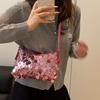 Simple Solid Color Sequin Design Women Casual Shoulder Bag For Street Fashion Looks