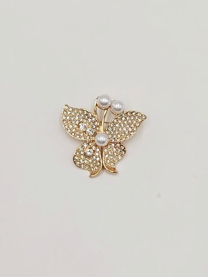 Bridal Wedding Brooch Women Butterfly Pin with Faux Pin Shape Lapel Pearl Pearls Rhinestones Jewelry Accessory for Dresses Coats Jackets Dainty