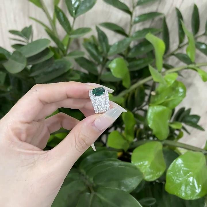 Gica Gema Кольца из стерлингового серебра 925 пробы с цирконами и драгоценными камнями для женщин, зеленые бриллианты 7*9 мм, овальные ювелирные изделия на годовщину свадьбы