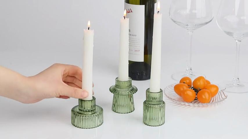 Стеклянные подсвечники, подсвечники для чайных свечей для украшения стола, свадебного декора и званого ужина (3 шт., Зеленый)
