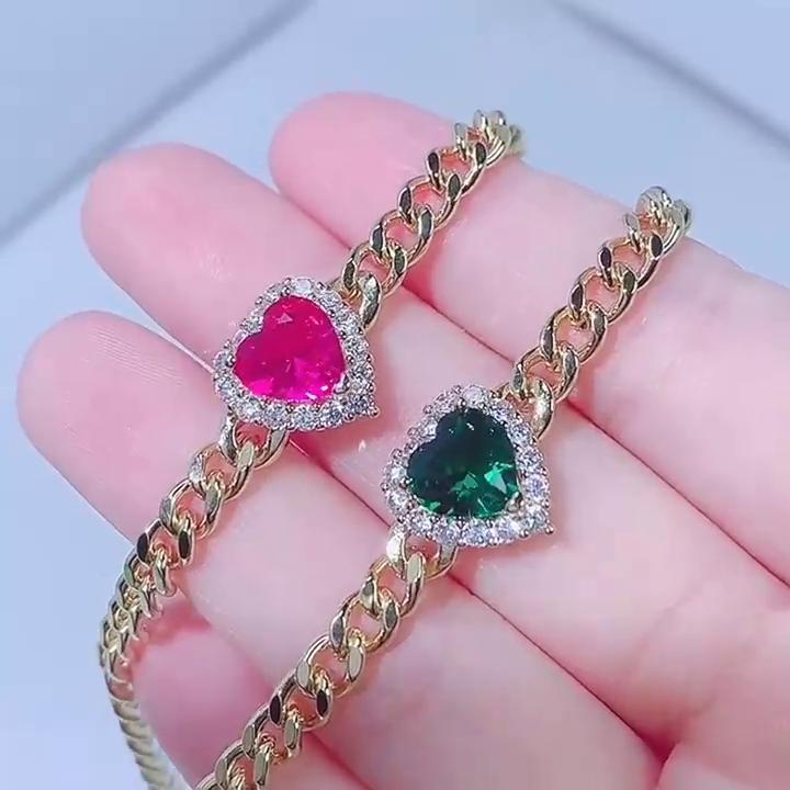Sace Gems Классический браслет из медного сплава в форме сердца 8*8 мм с цирконом — стильный и изысканный свадебный подарок для подруг
