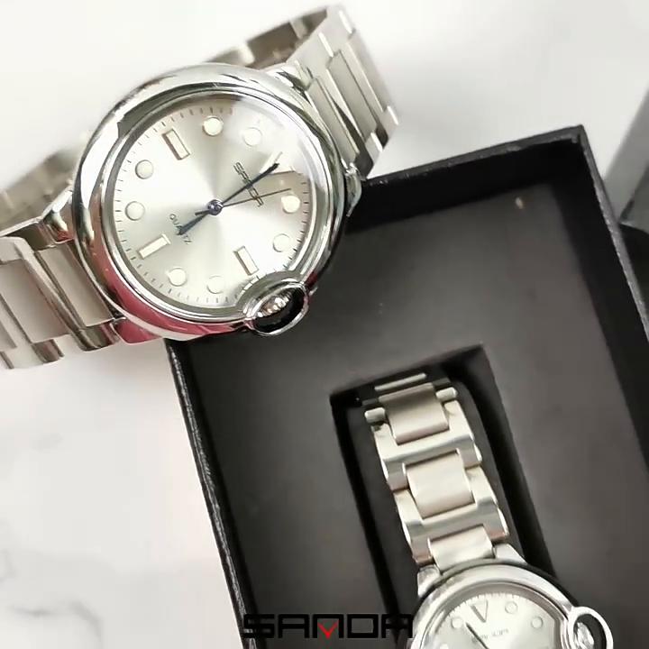 SANDA Couple Trend Cool Men's and Women's Large Dial Waterproof Quartz Watches Fashion Personality Blue Ball Men's Watches