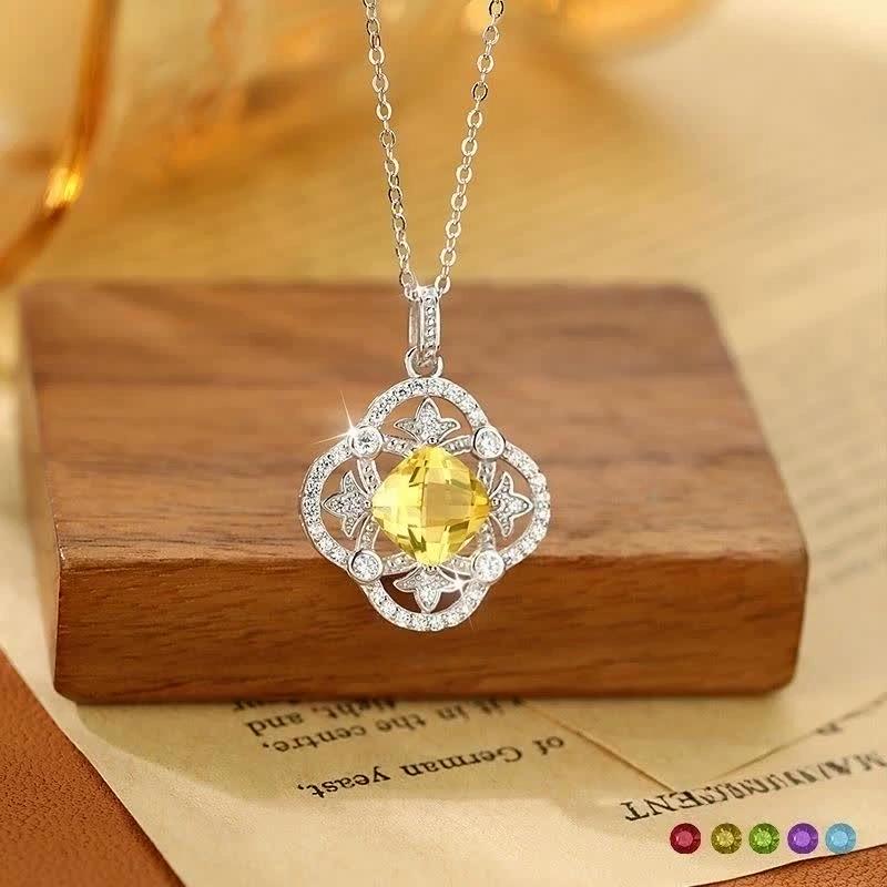Серебряный кулон-клевер 925 пробы на цепочке для женщин, натуральный гранат/аметист/цитрин, модные украшения