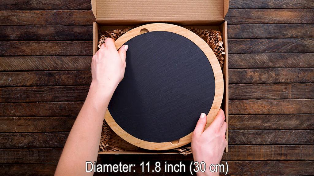 Набор бамбуковой доски для сыра - Вращающаяся доска для закусок 30 см со съемным сланцем - Подарок на годовщину, день рождения, новоселье