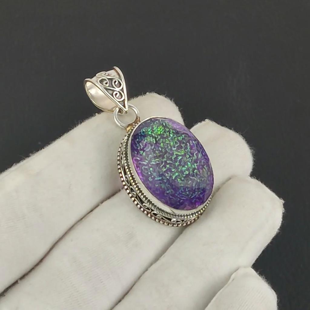 Серебряный кулон с желтым триплетным опалом из стерлингового серебра 925 пробы — овальный дизайн ручной работы, повседневные украшения, подарки на день Святого Валентина