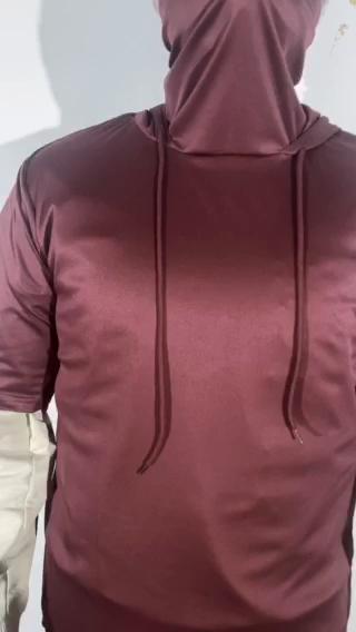 Spring and Autumn Personality Elastic Men's Fashion Ninja Clothes Hooded Casual Short Sleeve Mask T-Shirt