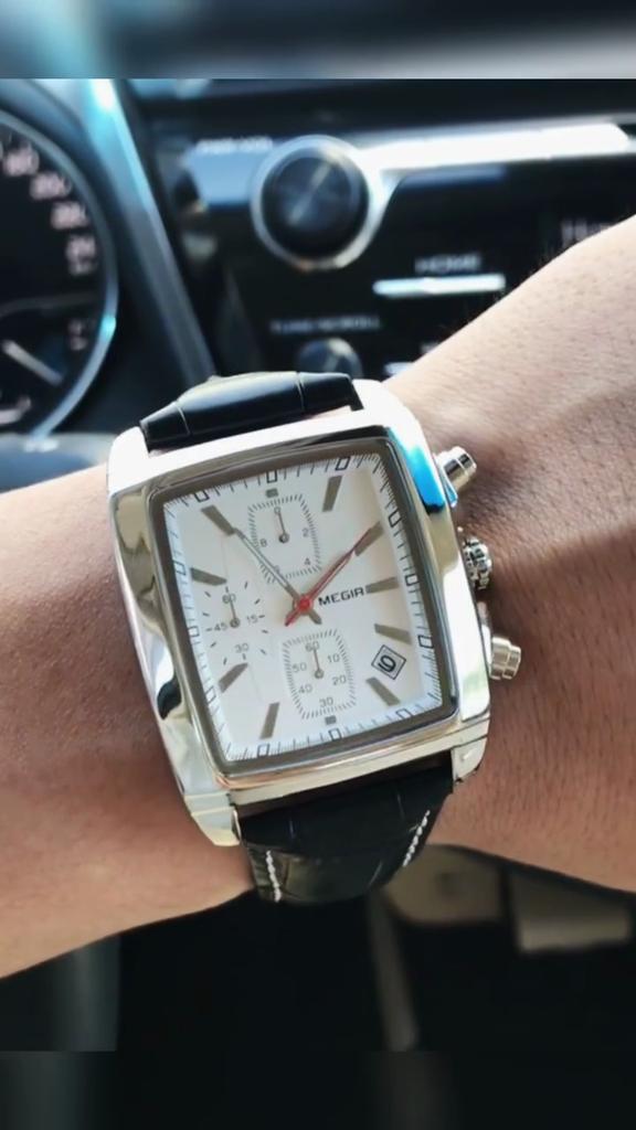 Men Business Wristwatch Rectangle Quartz Military Watches Waterproof Luminous Leather Casual Clock Reloj Hombre