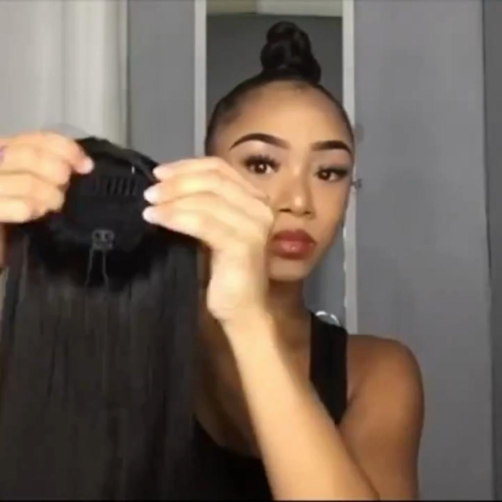 LISI HAIR Синтетические длинные прямые волосы для наращивания хвоста с зажимом из натуральных волос на шнурке для женщин для наращивания волос