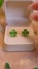 High-Quality Green Four Leaf Clover Earrings Wholesale New Fresh Sweet Earrings Cat's Eye Stone Earrings Bone Nail