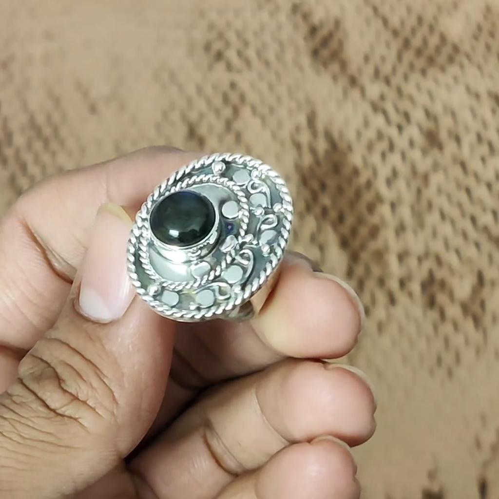 Свадебный подарок для нее Серебро 925 пробы Натуральный лабрадорит Кольцо обещания Регулируемое