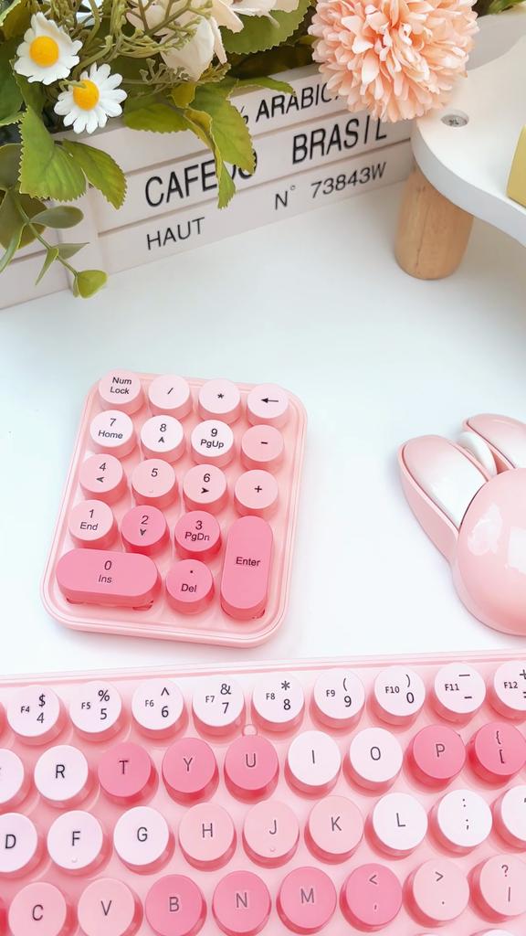 Mofii 3 In 1 Wireless Keyboard and Mouse 2.4G Keyboard and Mouse Kit Colorful Design Cute Retro Keyboard Kit With Keypad