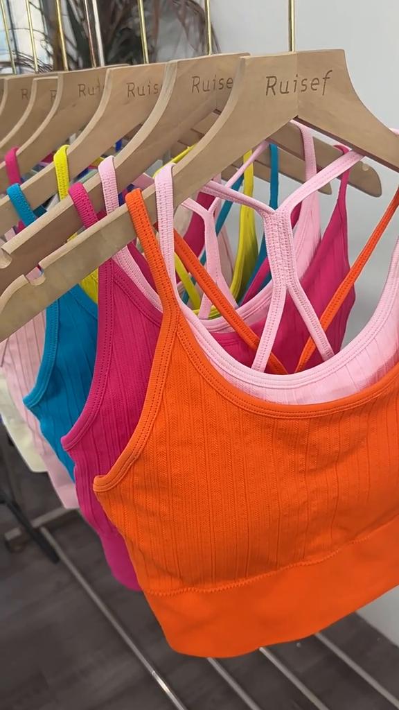 Women's Color Blocked Shockproof Sports Bra One Piece Summer Yoga Running Fitness Cross Back Vest