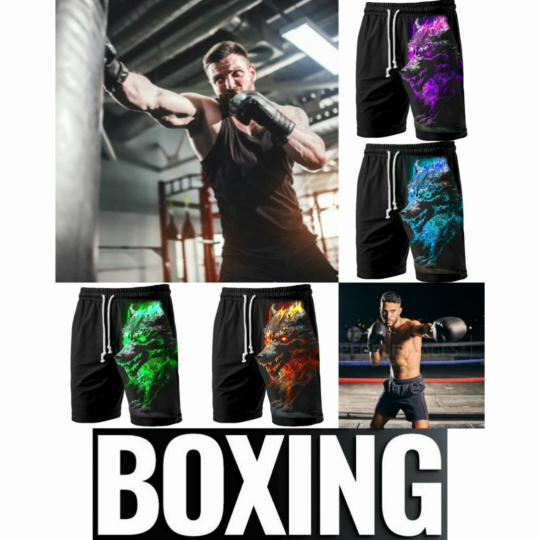 Wolf Boxing Shorts Pants 3D Print Fighting Training Unisex Men Women Quick Dry Fitness Gym Sport Workout Casual Streetwear
