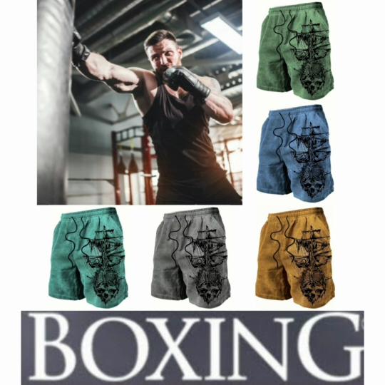 Boxing Shorts Pants 3D Print Training Retro Pirate Ship Ghost Skull Boat Unisex Men Women Quick Dry Fitness Gym Sport Workout Casual Streetwear