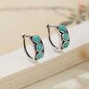 Vintage Non Tarnish Womens 925 Silver Earring Natural Raw Mineral Turquoise Earring For Women