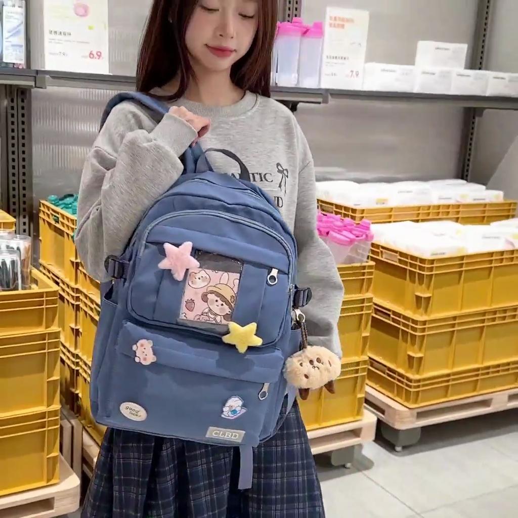 Women Large Capacity Nylon Backpack Junior School Student Schoolbag
