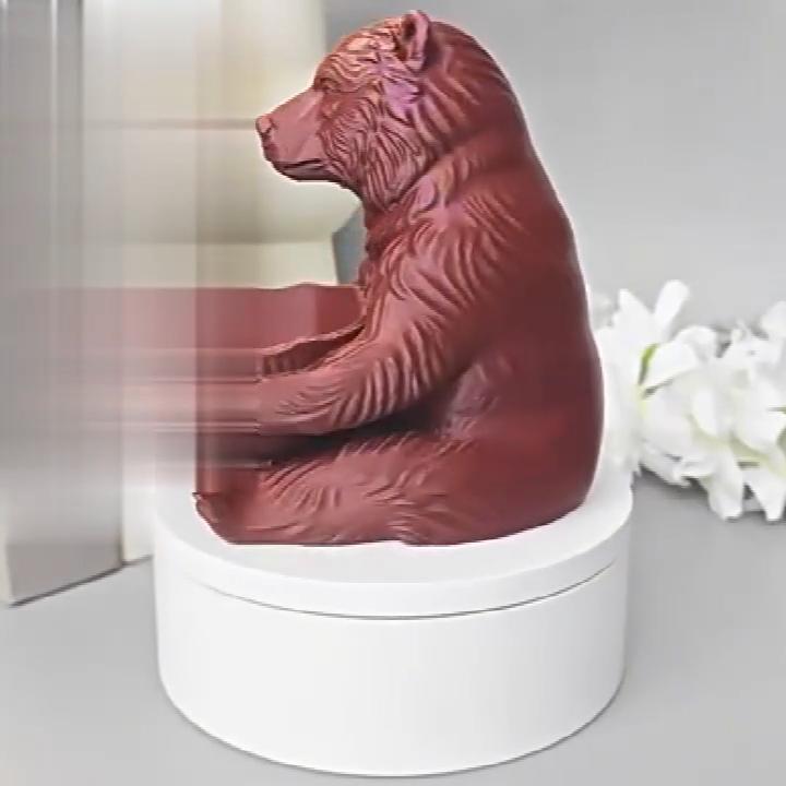 Настольный органайзер для дома, 3D-печатный коричневый мишка, шкатулка для мелочей, держатель для ключей, блюдце, настольный аксессуар, для офиса, конфет, мелких предметов, милое животное