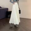 Elegant Fashion Autumn Winter Women Midi Skirt Elastic Waist Beige Grey Black Knitted Skirt Knitting Pleated Warm Skirts Womens