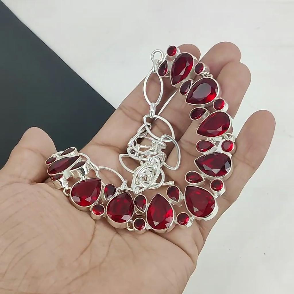 Удивительное ожерелье из серебра 925 пробы с драгоценными камнями красного граната, ожерелье из серебра красного граната для жены, ожерелье унисекс, подарок на вечеринку