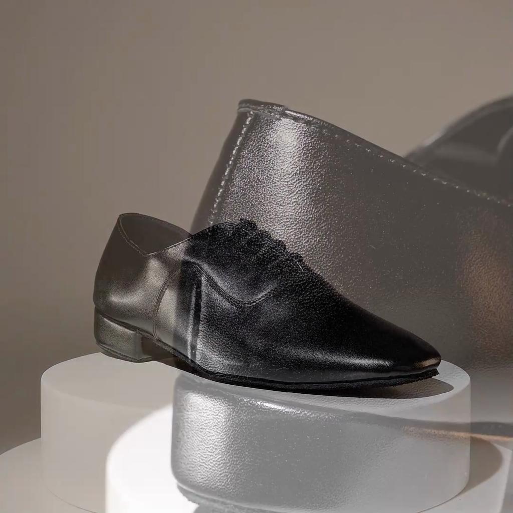 Черные кожаные мужские современные бальные туфли на низком каблуке 2,5 см, танцевальная обувь для танго