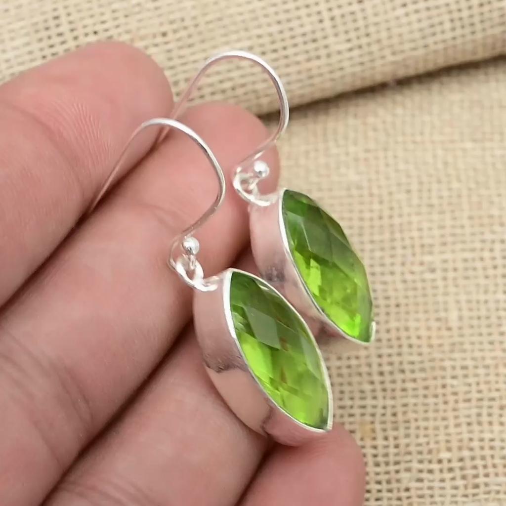 Серьги из стерлингового серебра 925 пробы с драгоценным камнем перидот ручной работы для свадебного подарка