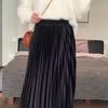 MOUKYUN Хлопковая плиссированная длинная юбка, женская повседневная эластичная талия, Faldas, корейская мода, женские свободные юбки-зонтики до середины икры