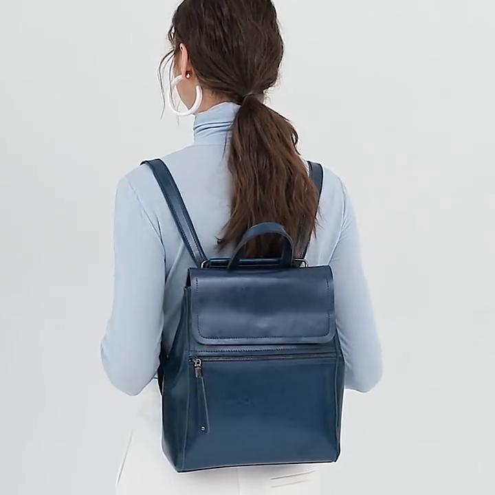 Johnature Genuine Leather Backpack Women Bag Fashion Oil Wax Cowhide Solid Color Schoolbag Leisure Outdoor Travel Bags