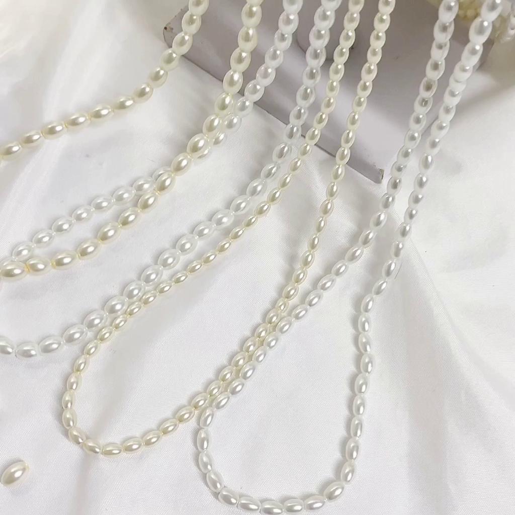 80 см стеклянные искусственные жемчужины бусины белые цвета слоновой кости овальные бусины для изготовления ювелирных изделий своими руками ожерелье браслет серьги фурнитура