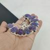 Ожерелье ручной работы из серебра 925 пробы с фиолетовым медно-бирюзовым драгоценным камнем, бирюзовое серебряное ожерелье для жены, ожерелье унисекс, подарок на День благодарения