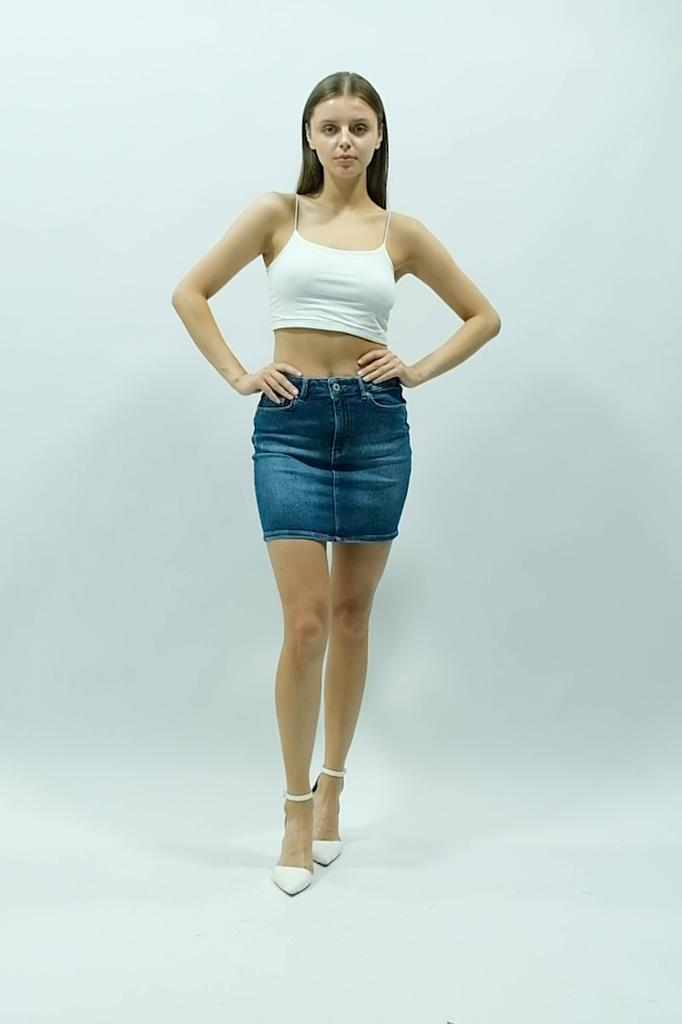 Женская темно-синяя джинсовая мини-юбка