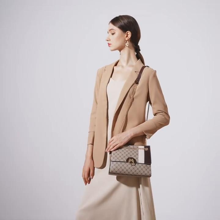 Сумка женская, новинка 2023, модная женская сумка на плечо с цепочкой и принтом в стиле ретро, универсальная ручная маленькая квадратная сумка через плечо