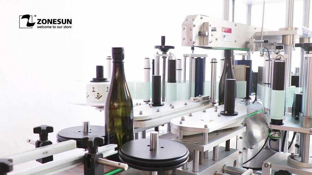 ZONESUN ZS-TB990 Automatic Double Side Labeling Machine Industrial Round Square Glass Bottle Jar Sticker Labeler Production Line