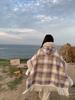 Женский зимний кейп-пальто Новый Премиум с бахромой На флисовой подкладке Очень теплый Шарф-пальто