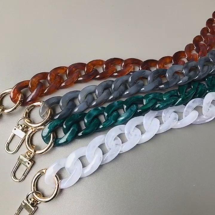 New Fashion Woman Handbag Accessory Chain Detachable Replacement White Beige Red Blue Grey Strap Women Shoulder DIY Resin Chain